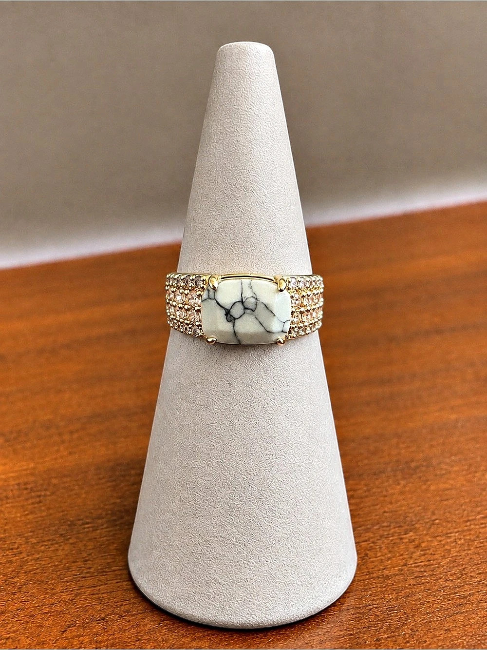 Bomb Party OG Ring “To Glam To Give A Damn” Howlite